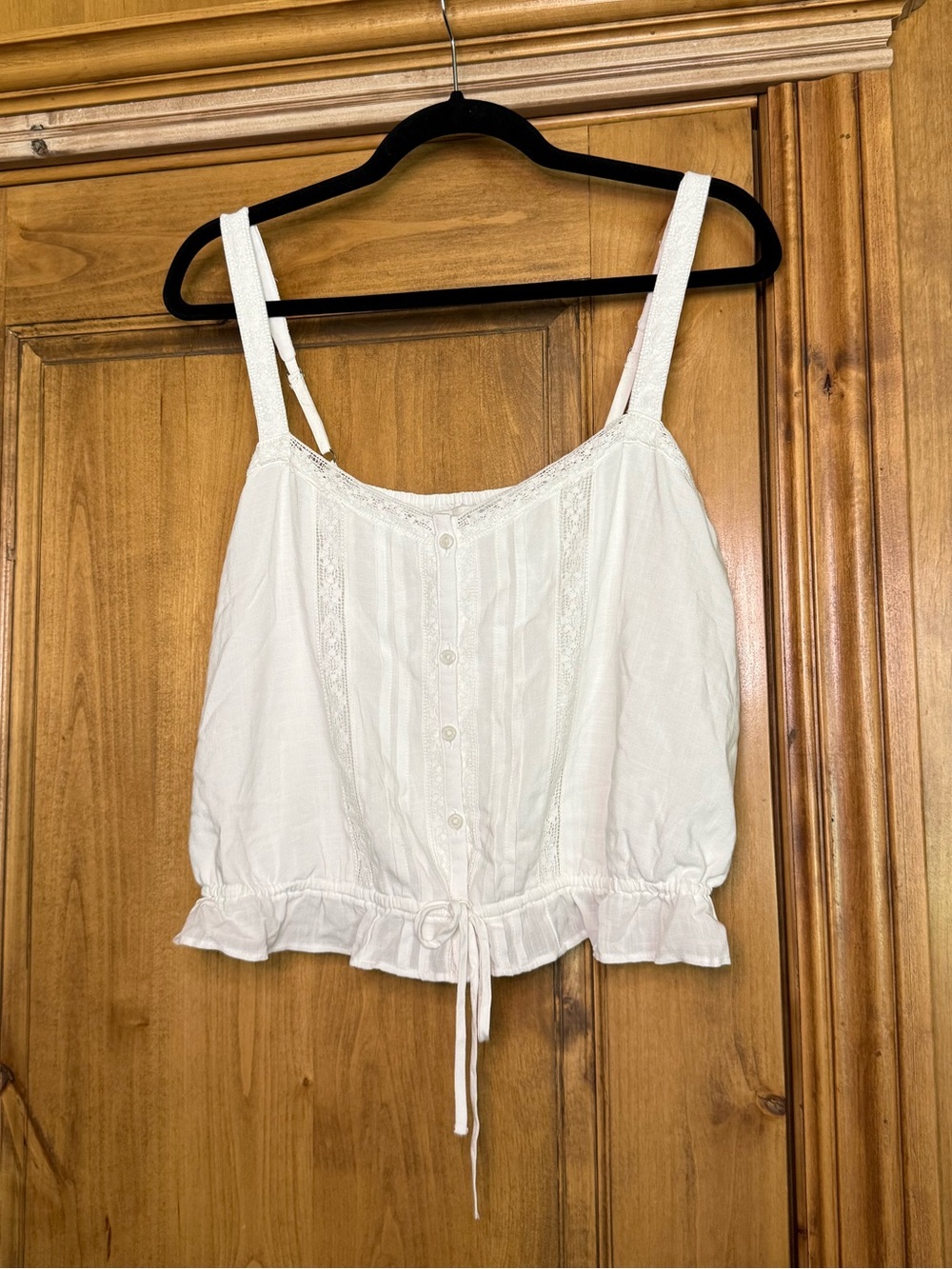 Hollister White Lace Trim Cami Tank Top Medium
